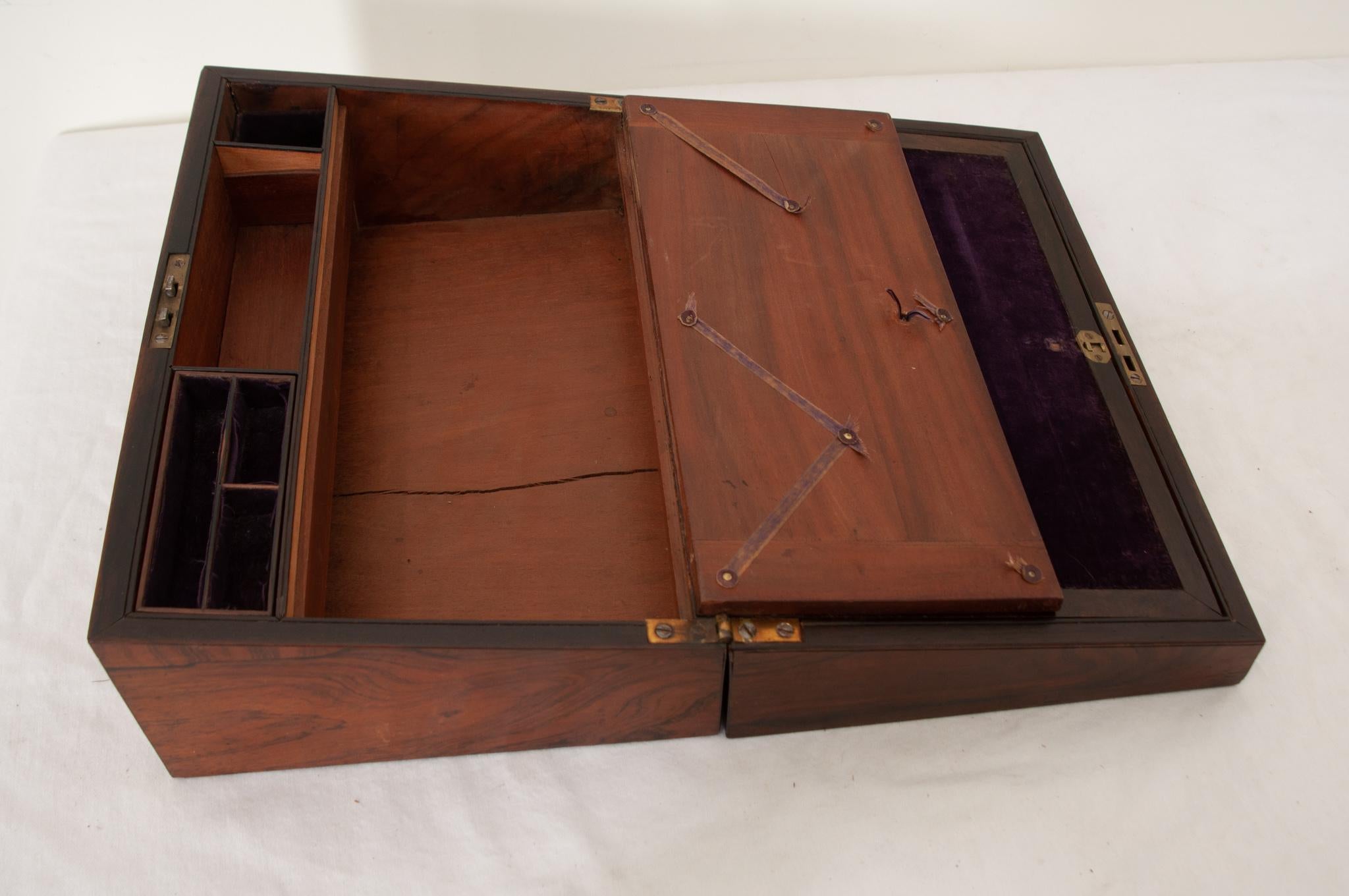 French 19th Century Rosewood Writing Box For Sale 4