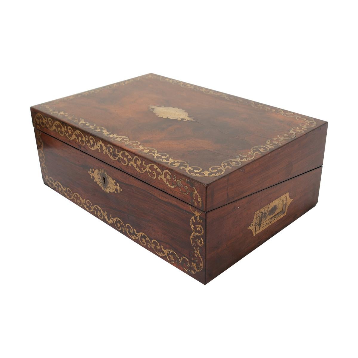 19th Century English Rosewood & Mother of Pearl Jewelry Box