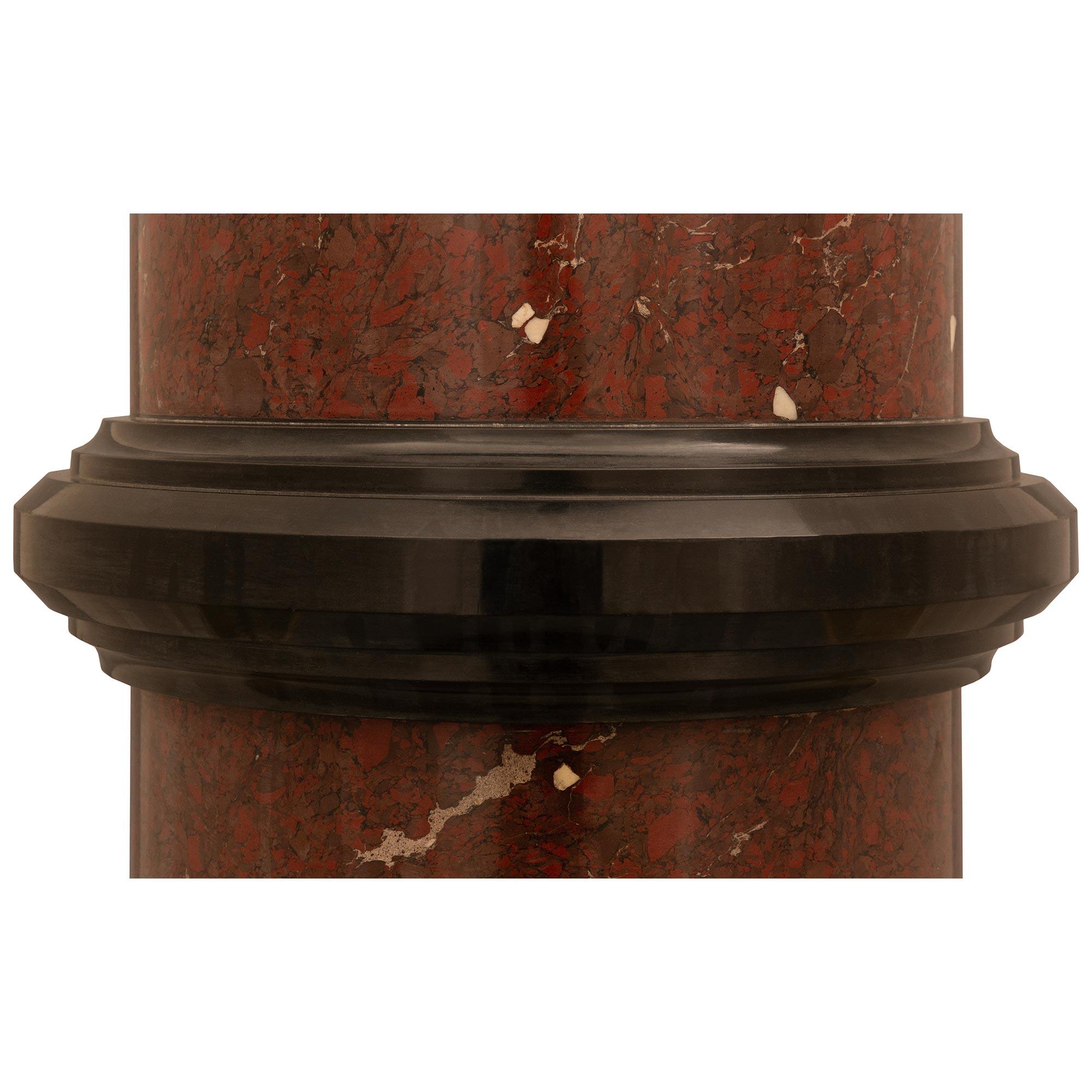 French 19th Century Rouge Griotte And Black Belgium Marble Circular Pedestal For Sale 2