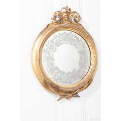 French 19th Century Round Gold Gilt Mirror