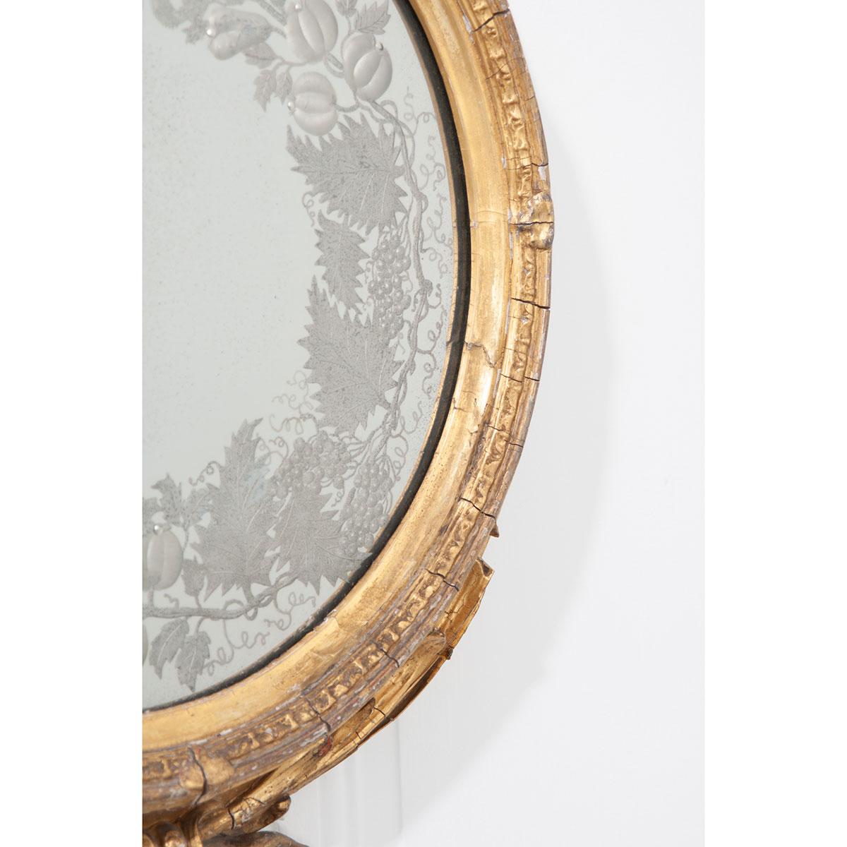 Giltwood French 19th Century Round Gold Gilt Mirror