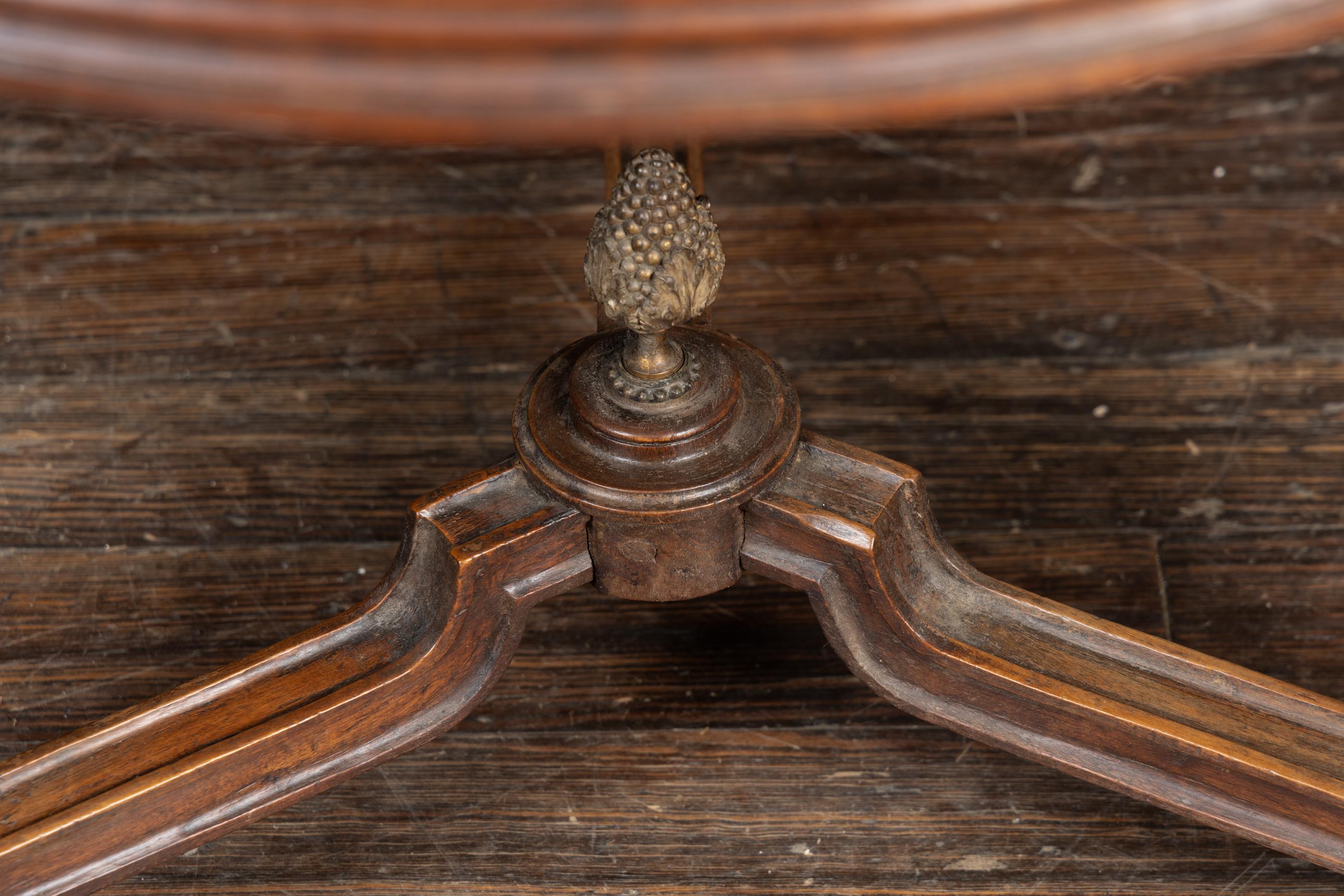 Wood French 19th Century Round Table with Leather Top For Sale