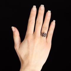 French 19th Century Rubies Fine Pearls 18 Karat Rose Gold Silver 3 Rings