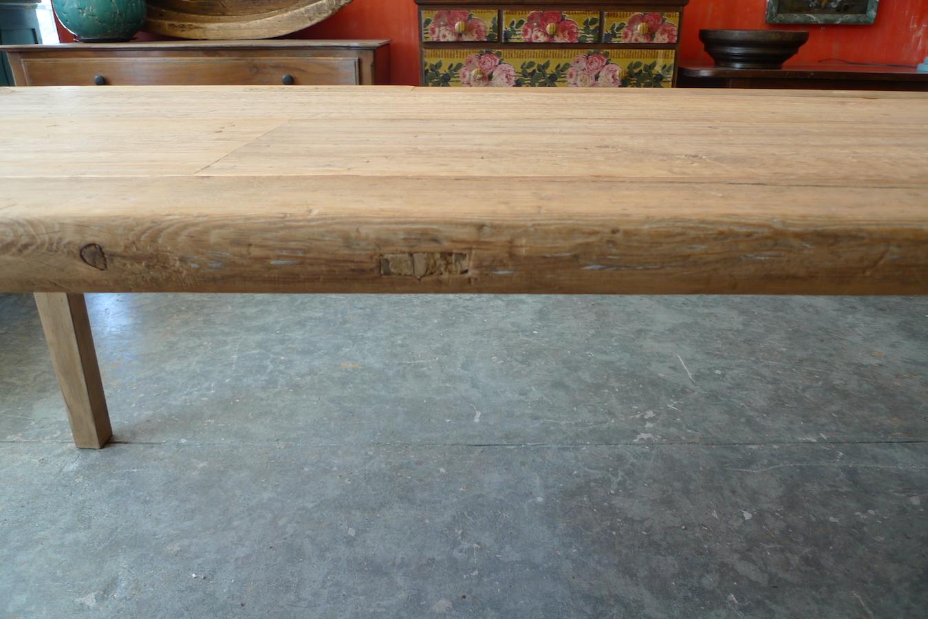 French 19th Century Rustic Pine Country Farm House Dining Table. 13