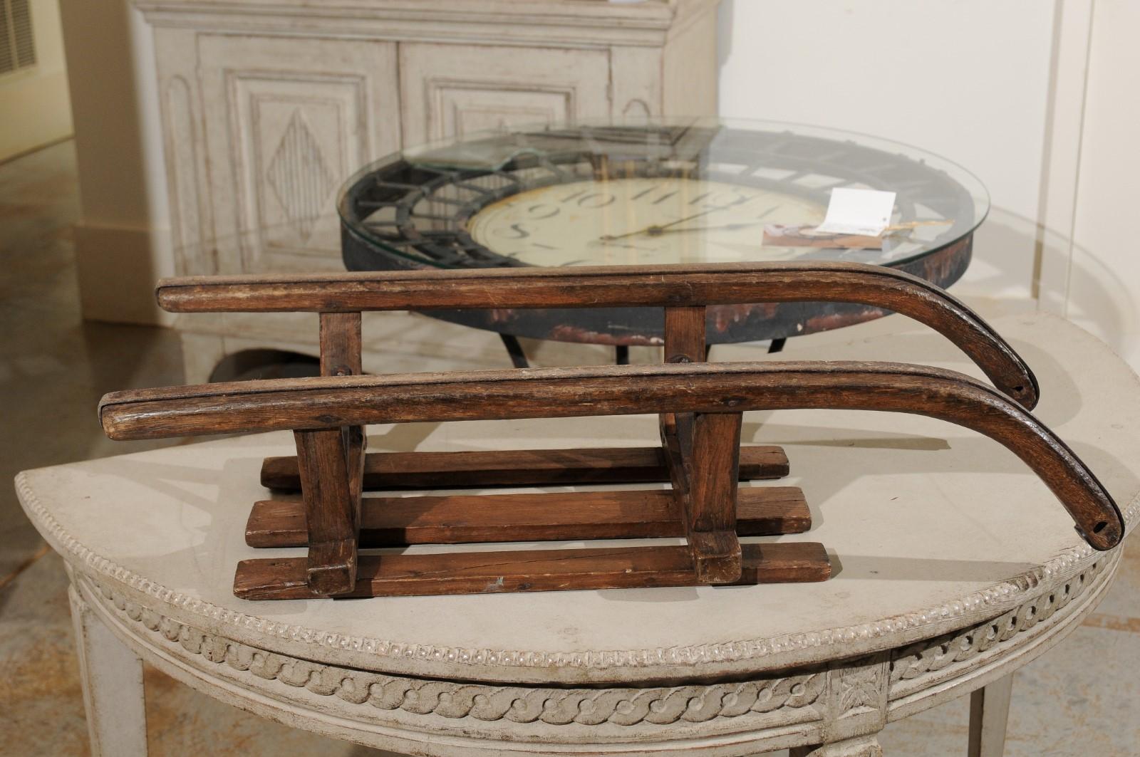 French 19th Century Rustic Small Size Wooden Sled with Weathered Patina 4