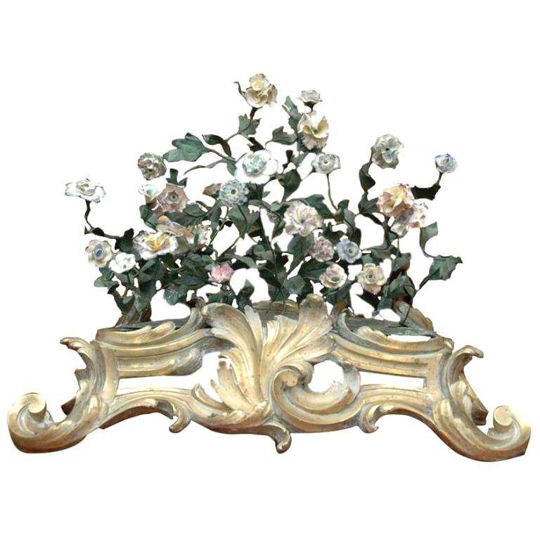 French 19th Century Saint-Cloud Porcelain Tole Floral Centerpiece