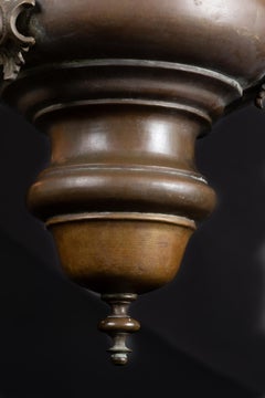 French 19th Century Sanctuary Lamp with Frosted Glass Torch Center