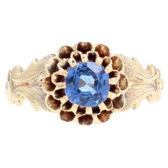 French 19th Century Sapphire 18 Karat Rose Gold Ring