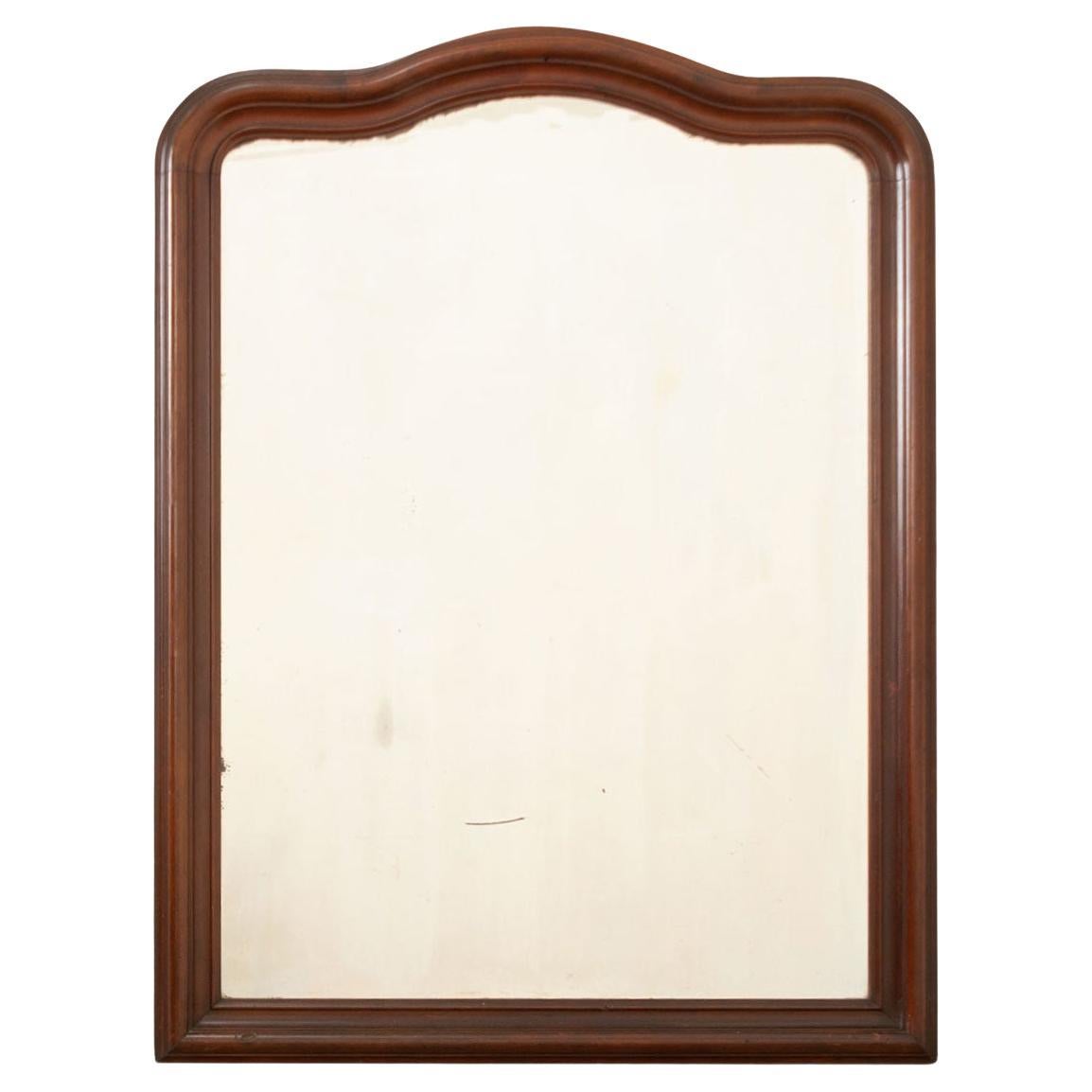 French 19th Century Scalloped Walnut Mirror For Sale