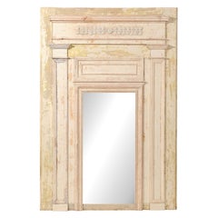 French 19th Century Scraped Trumeau Mirror with Grapes and Doric Pilasters