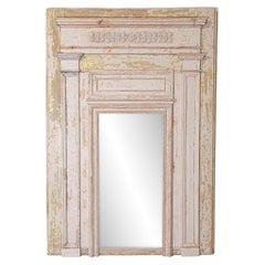 French 19th Century Scraped Trumeau Mirror with Grapes and Doric Pilasters
