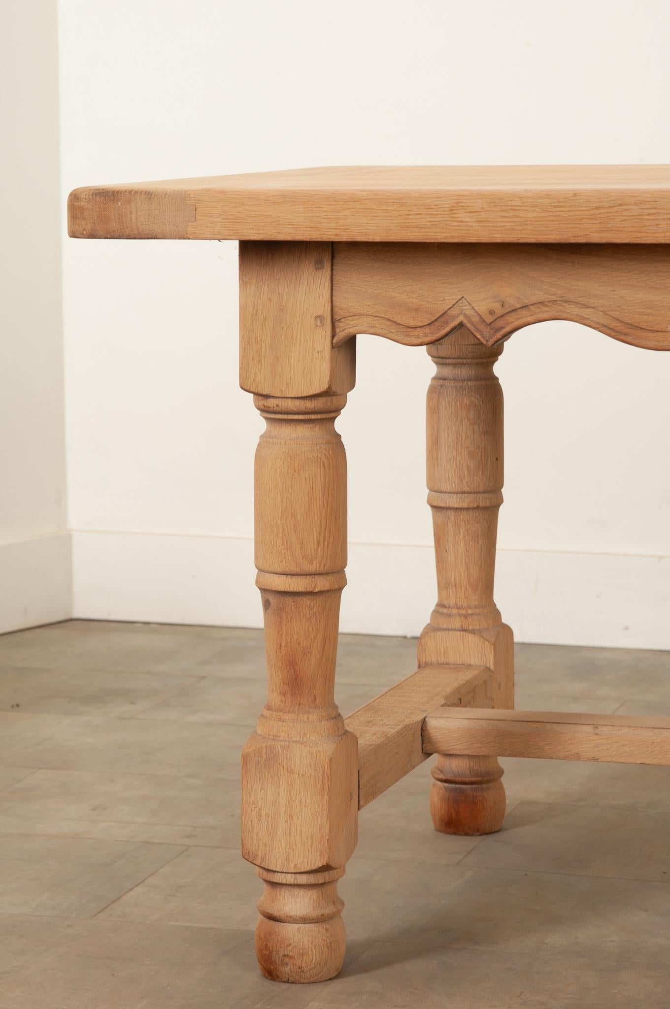 Carved French 19th Century Scrubbed Oak Dining Table