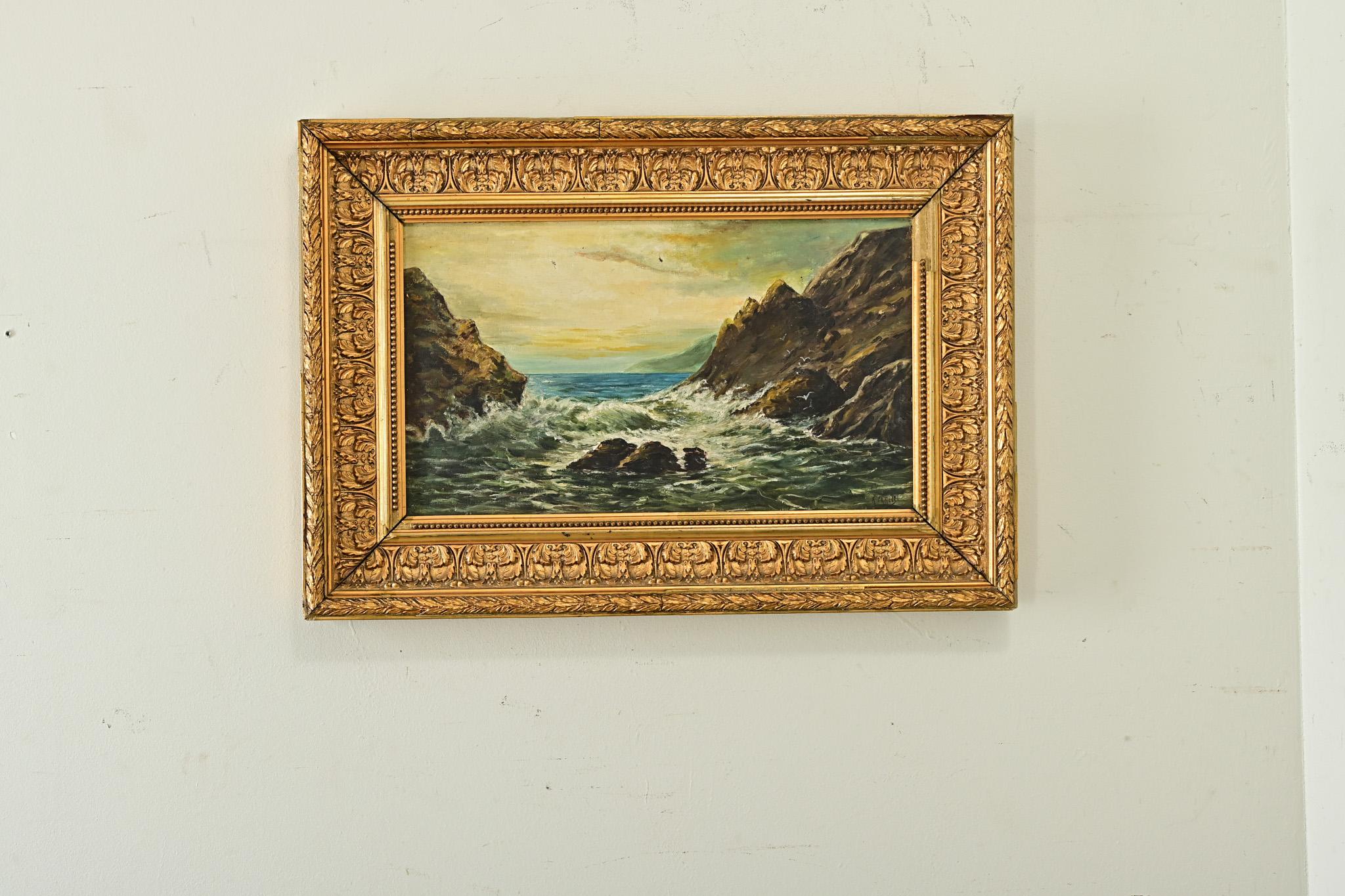 Other French 19th Century Seascape Painting in Gilt Frame