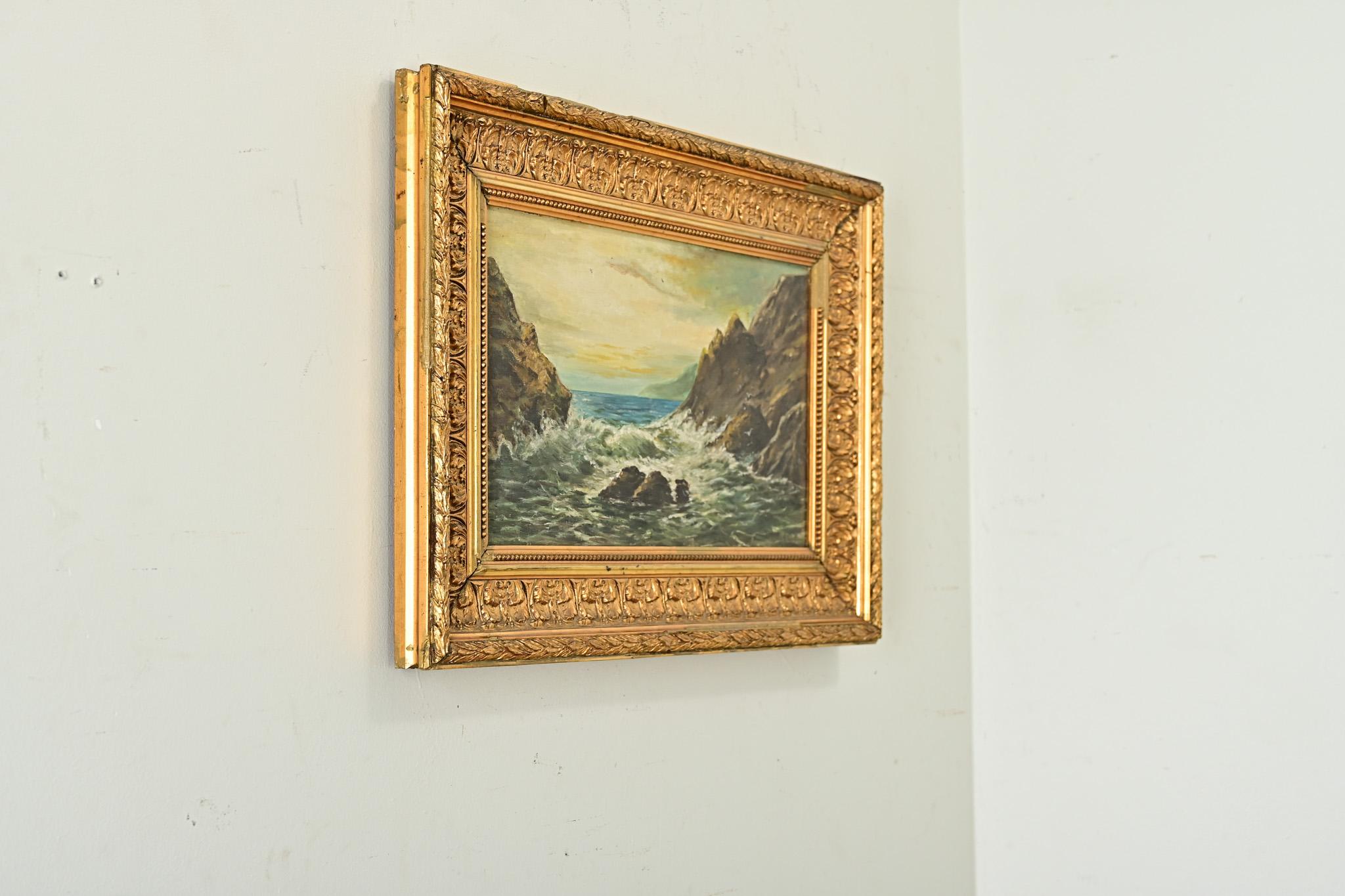 French 19th Century Seascape Painting in Gilt Frame 2