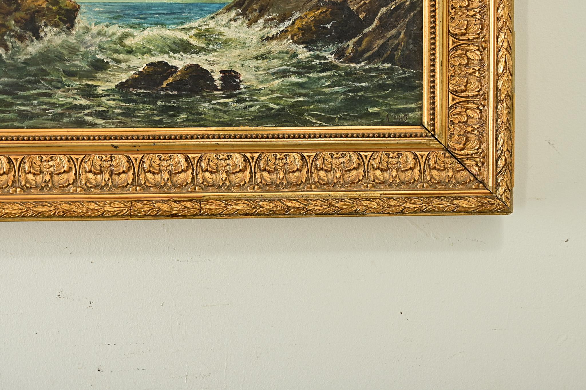 French 19th Century Seascape Painting in Gilt Frame 3