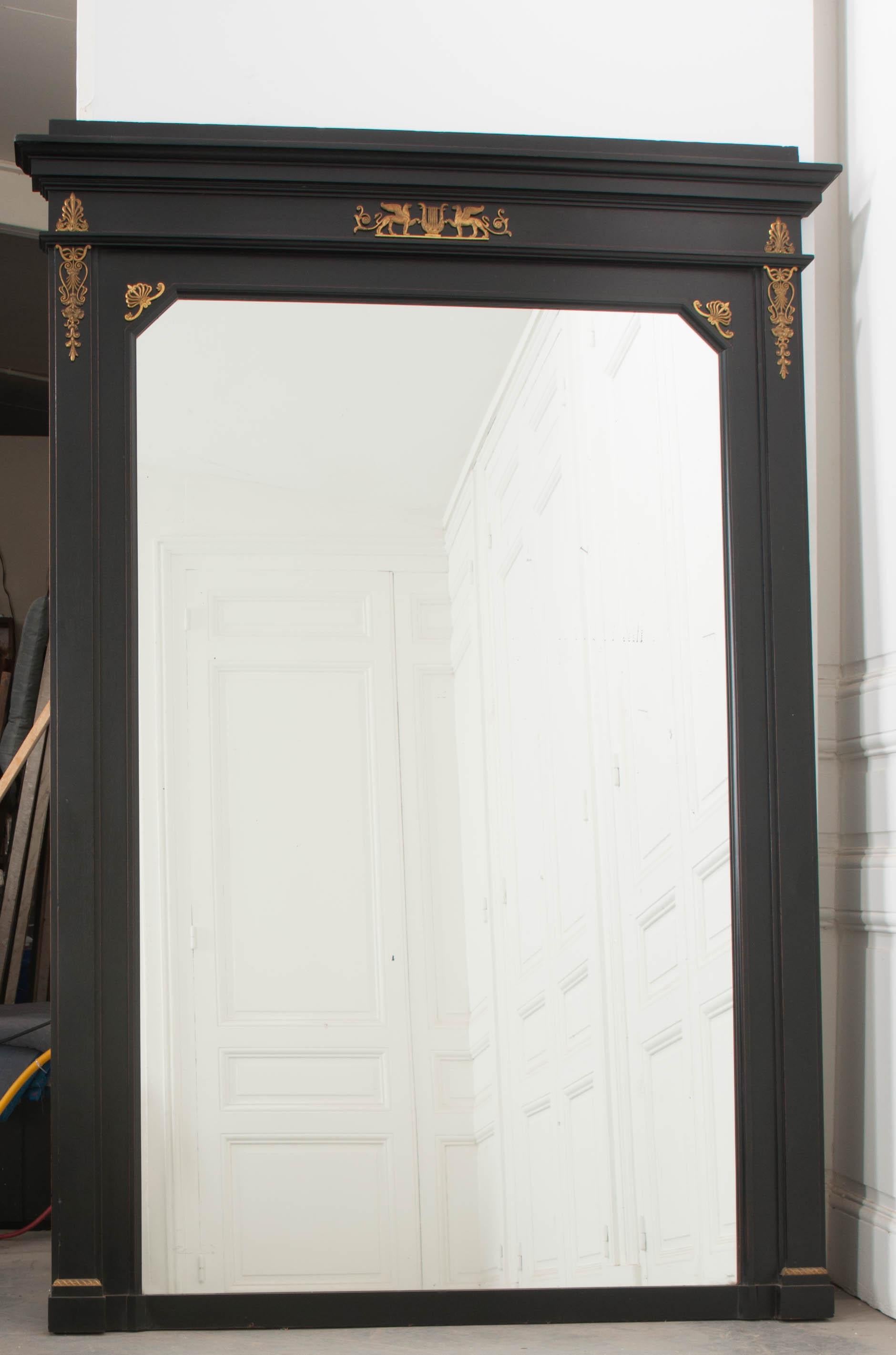 French 19th Century Second Empire Ebony Trumeau Mirror 3