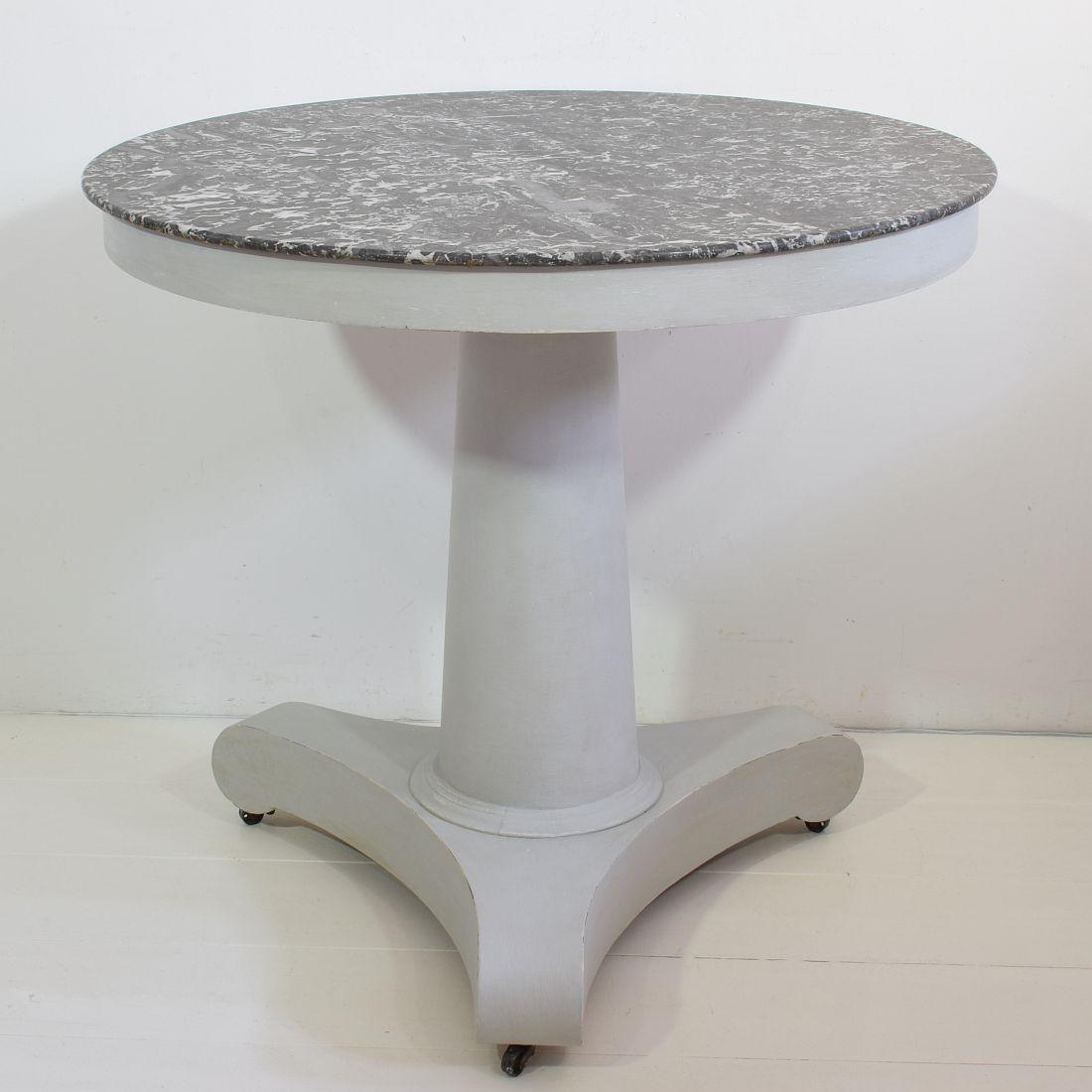 Hand-Painted French 19th Century Second Empire Gueridon Table with Black Marble Top