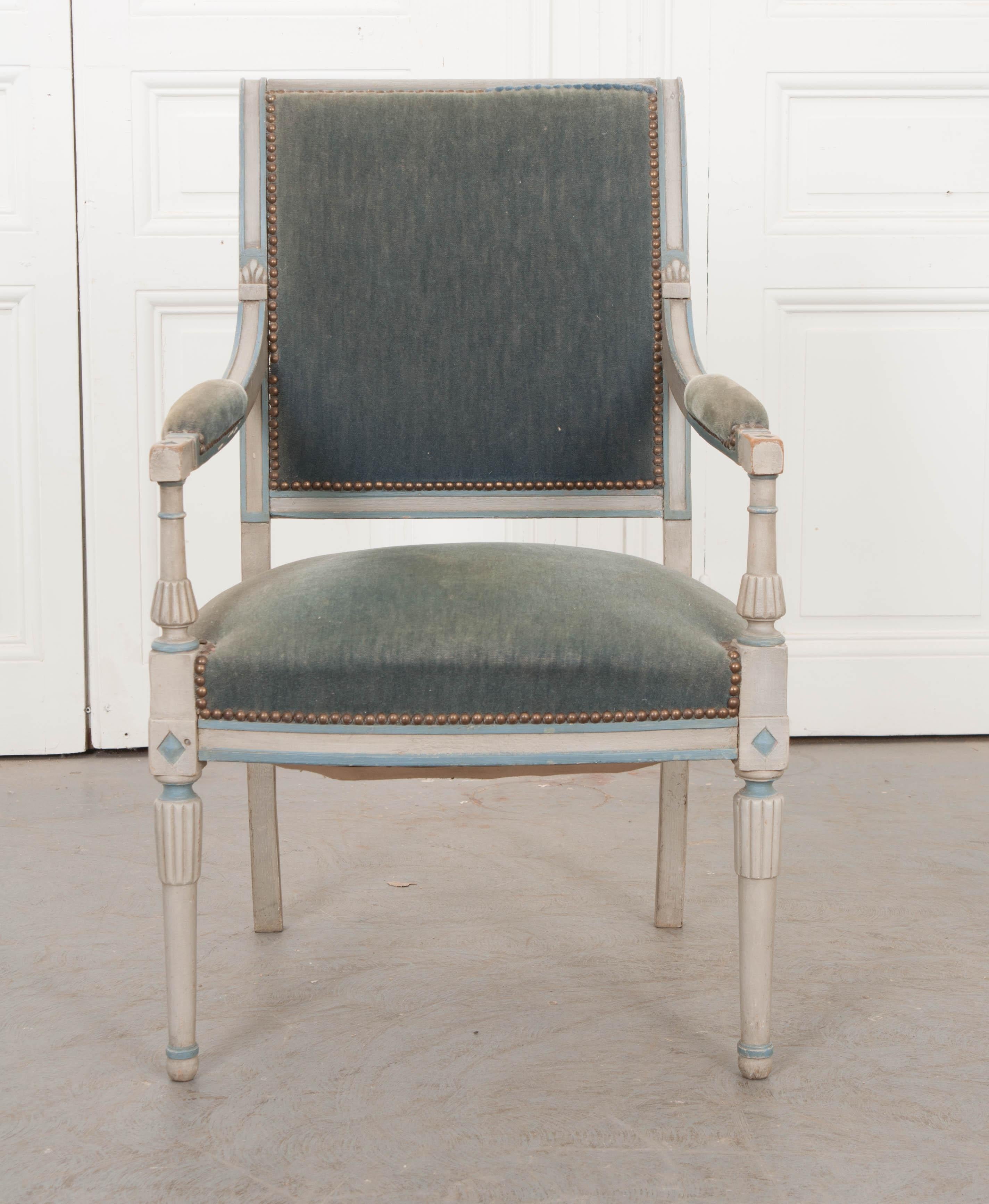 French 19th Century Second Empire Painted Fauteuil In Good Condition In Baton Rouge, LA