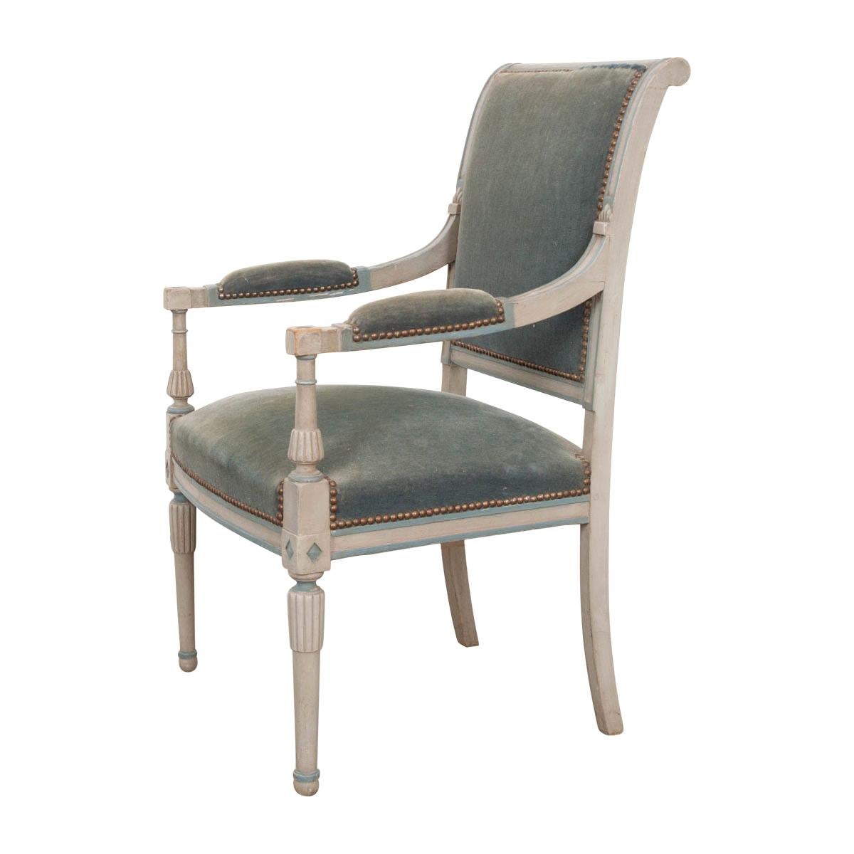 French 19th Century Second Empire Painted Fauteuil