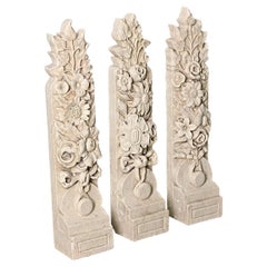 French 19th Century Set of 3 Hand-carved Marble Corbels French 19th Century Set of 3 Hand-carved Marble Corbels