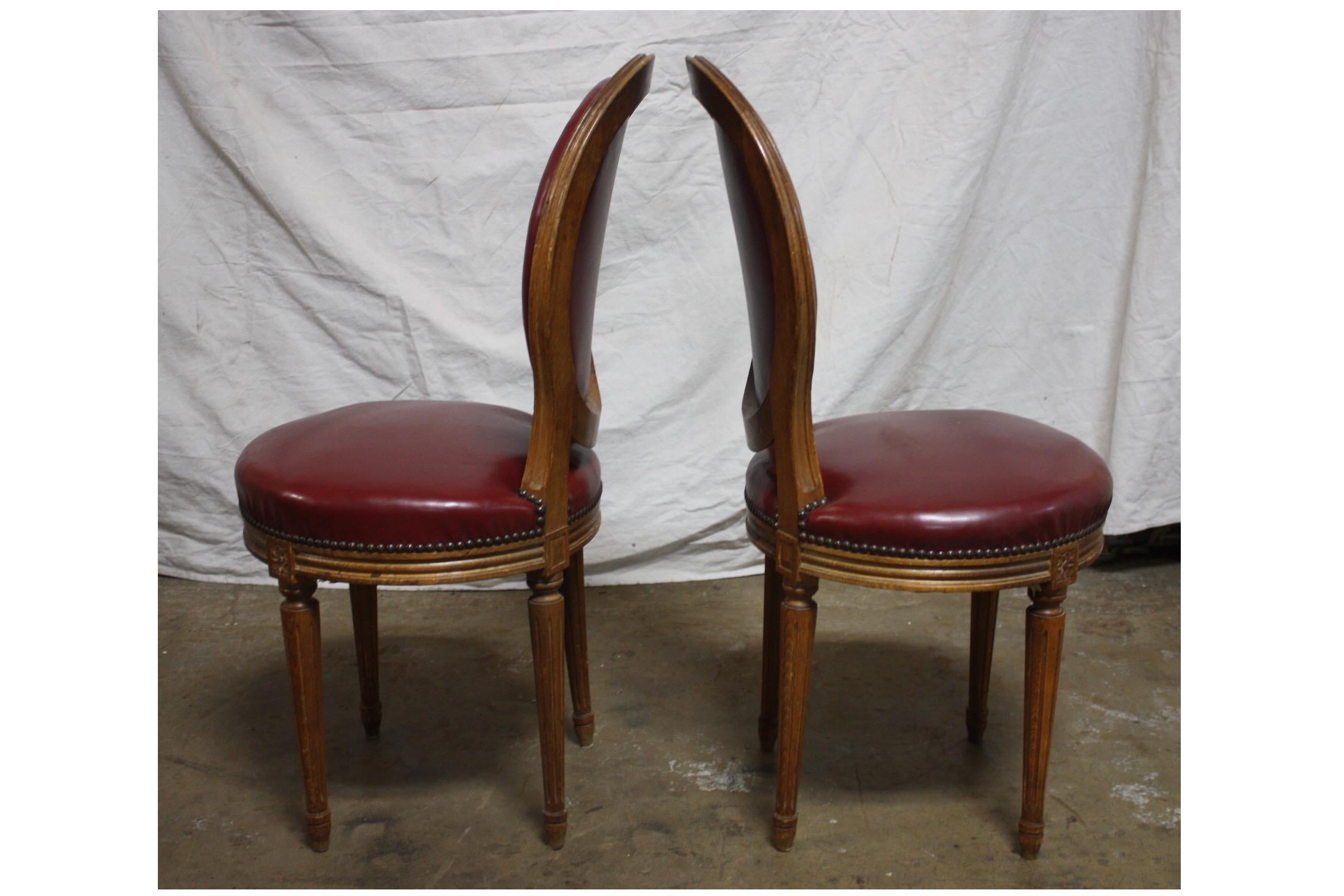 Faux Leather French 19th Century Set of 6 Dining Chairs