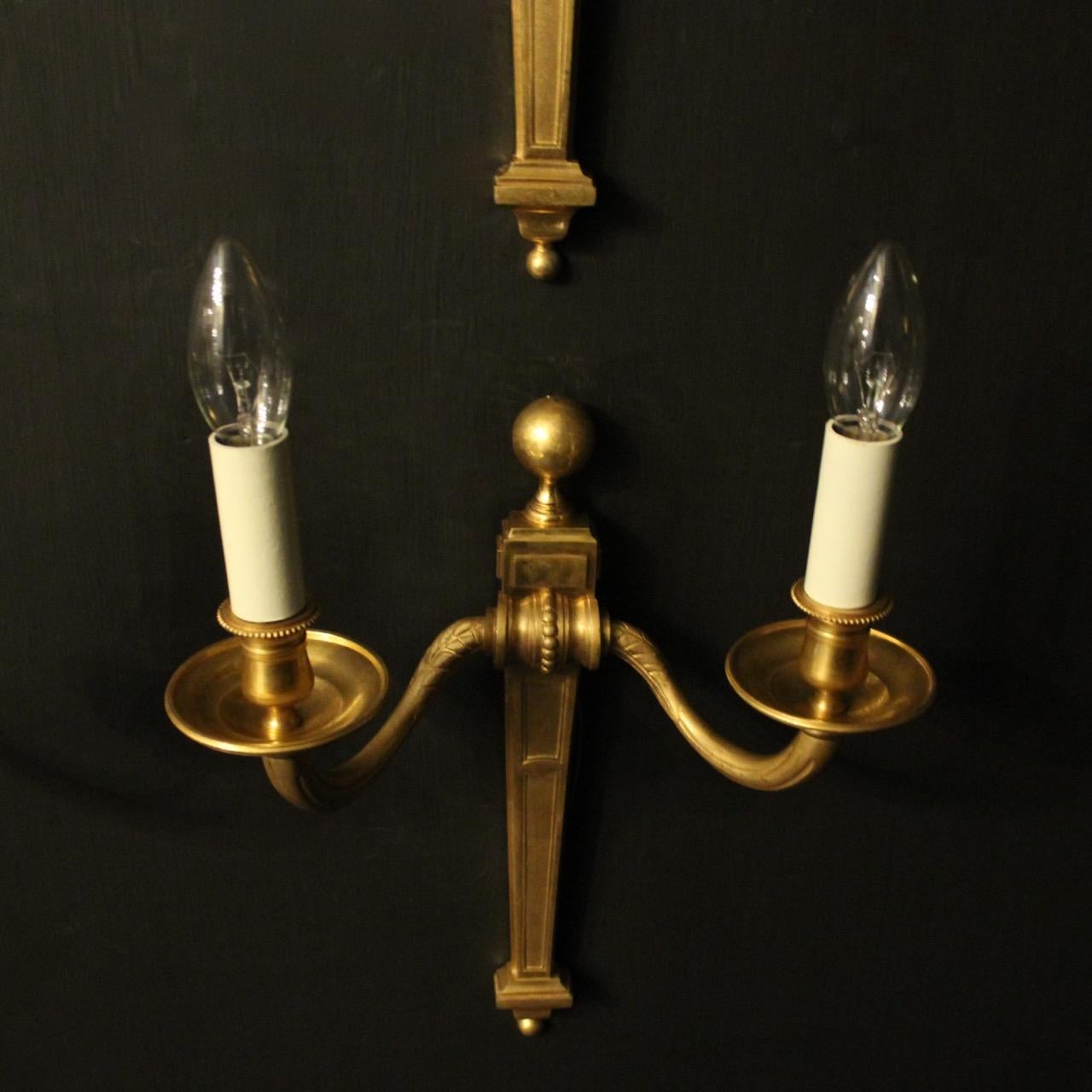 French 19th Century Set of 6 Gilded Bronze Twin Arm Antique Wall Lights 5