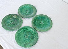 French 19th Century Set of Four Gien Majolica Leaf Plates