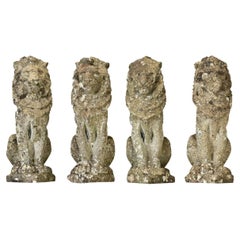 French 19th Century Set of Four Petite Lion Statues