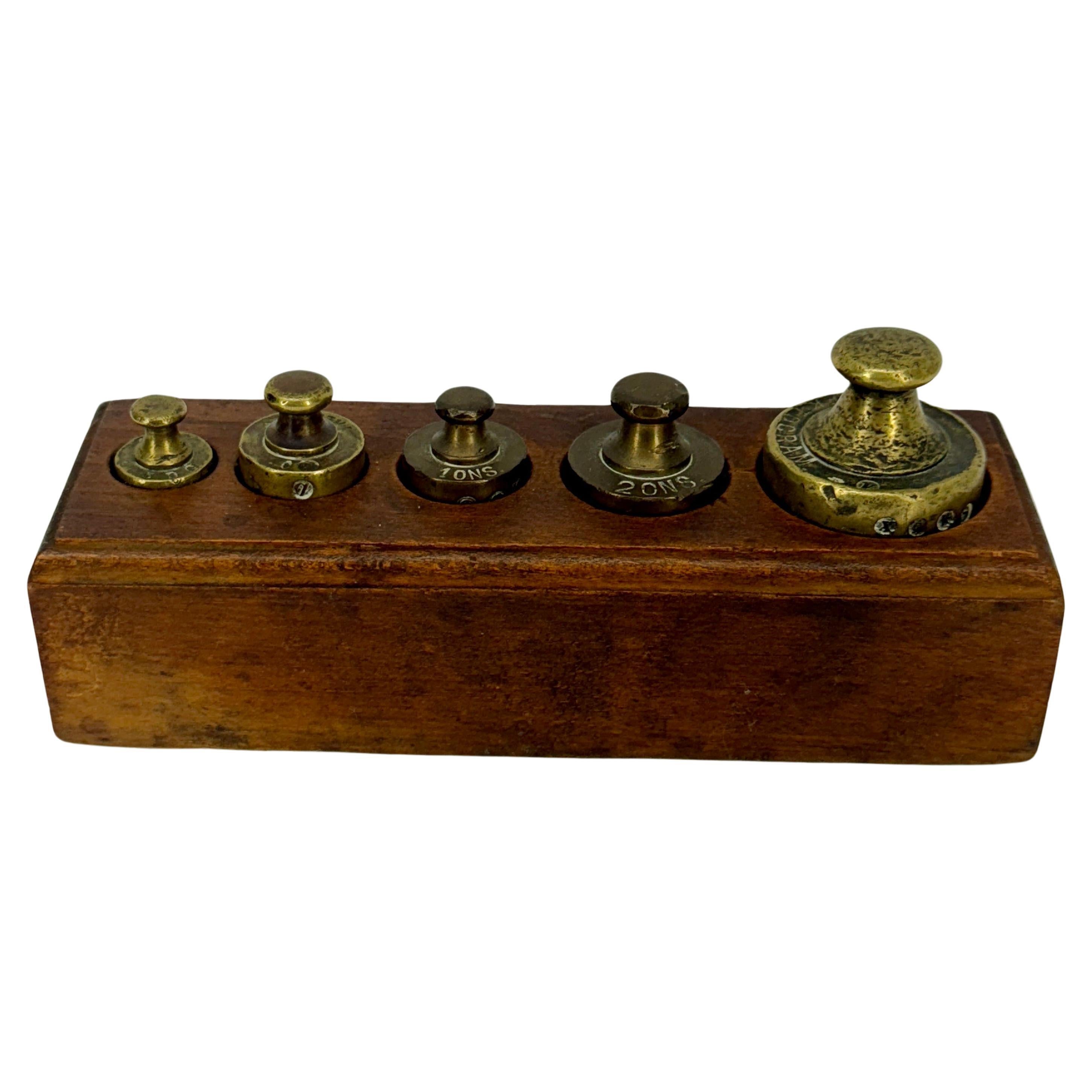 French 19th Century Set of Scale Weights Stand Desk Accessory For Sale