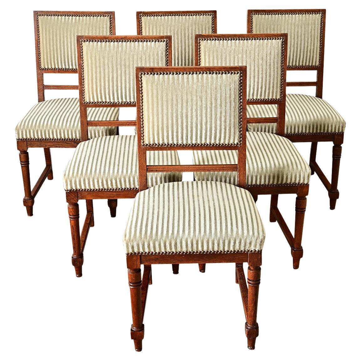 Französisch 19. Jahrhundert Satz von sechs geschnitzten Eiche Esszimmerstühle