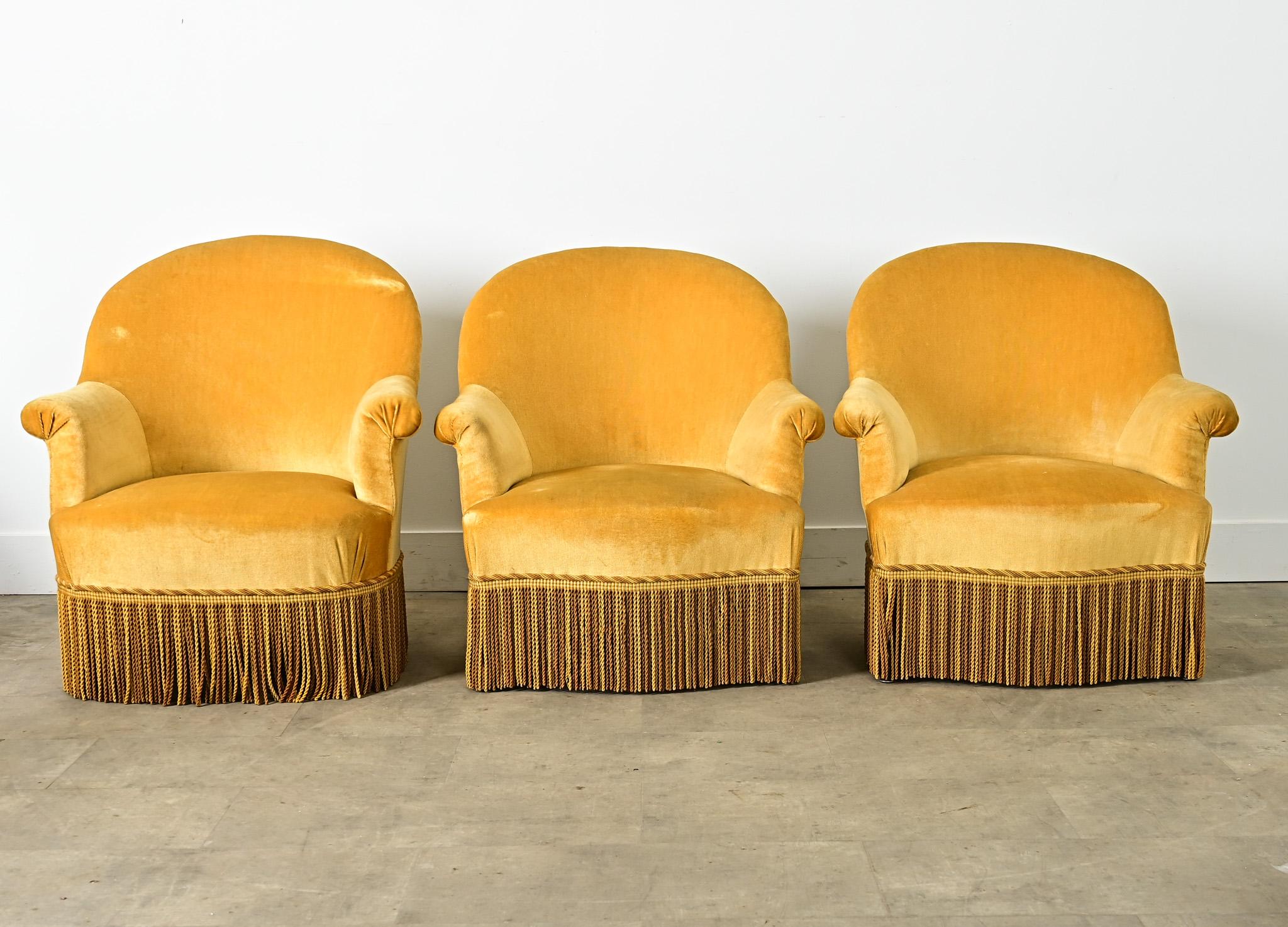 Empire French 19th Century Set of Three Parlor Chairs For Sale