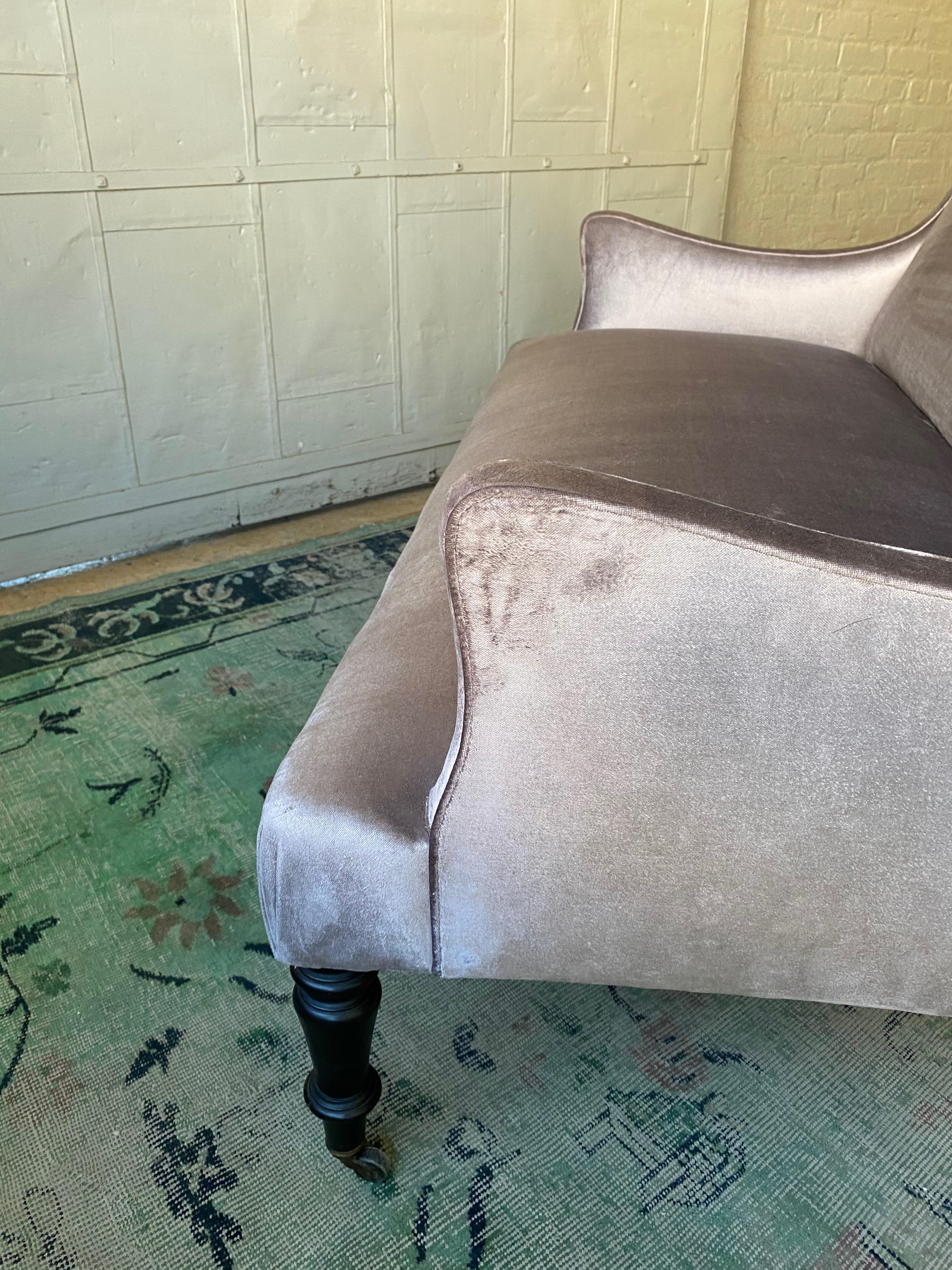 French 19th Century  Settee in Silvery Grey Velvet 6