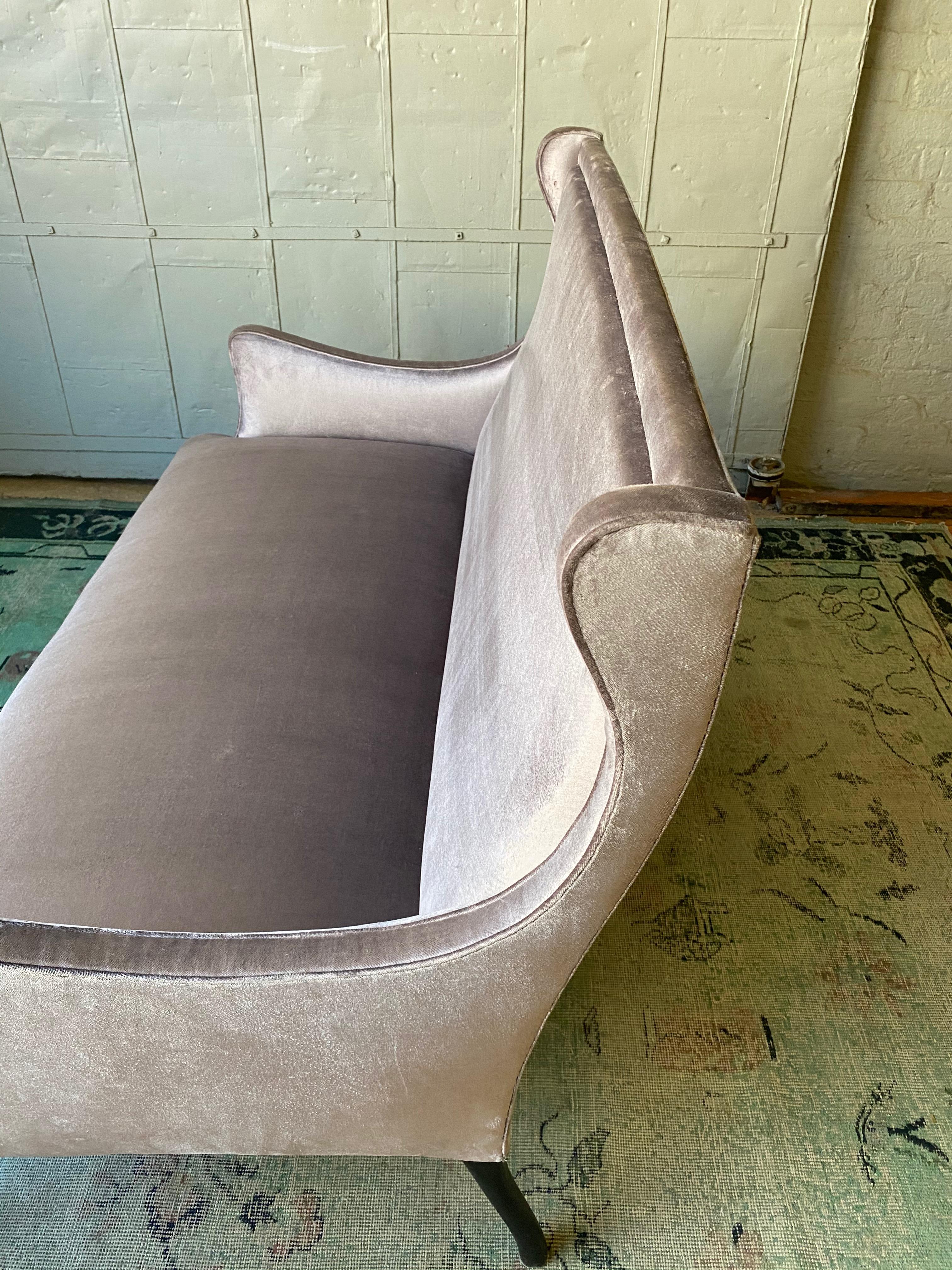 French 19th Century  Settee in Silvery Grey Velvet 11