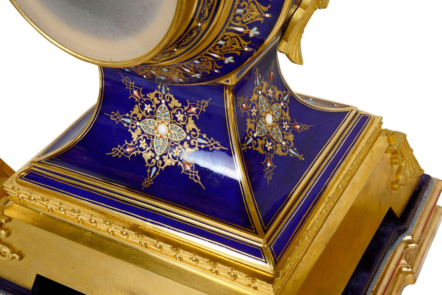 French 19th Century Sevres Style Clock Garniture 11