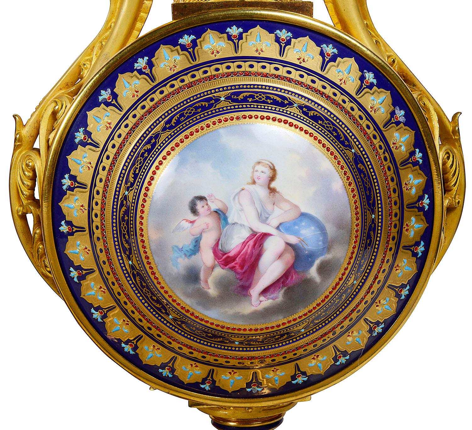 French 19th Century Sevres Style Clock Garniture 1