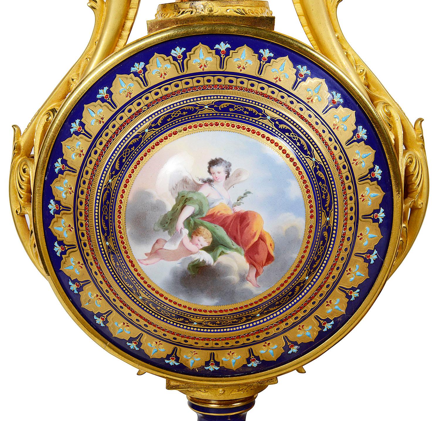 French 19th Century Sevres Style Clock Garniture 2