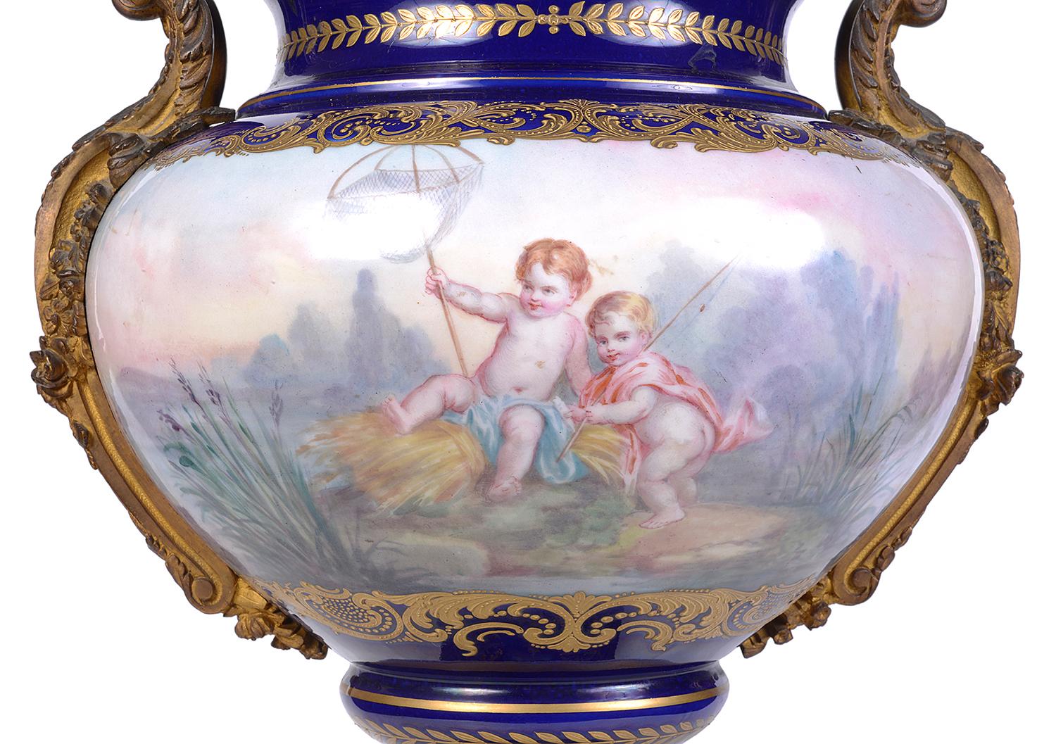 Porcelain French 19th Century Sevres style vase. For Sale