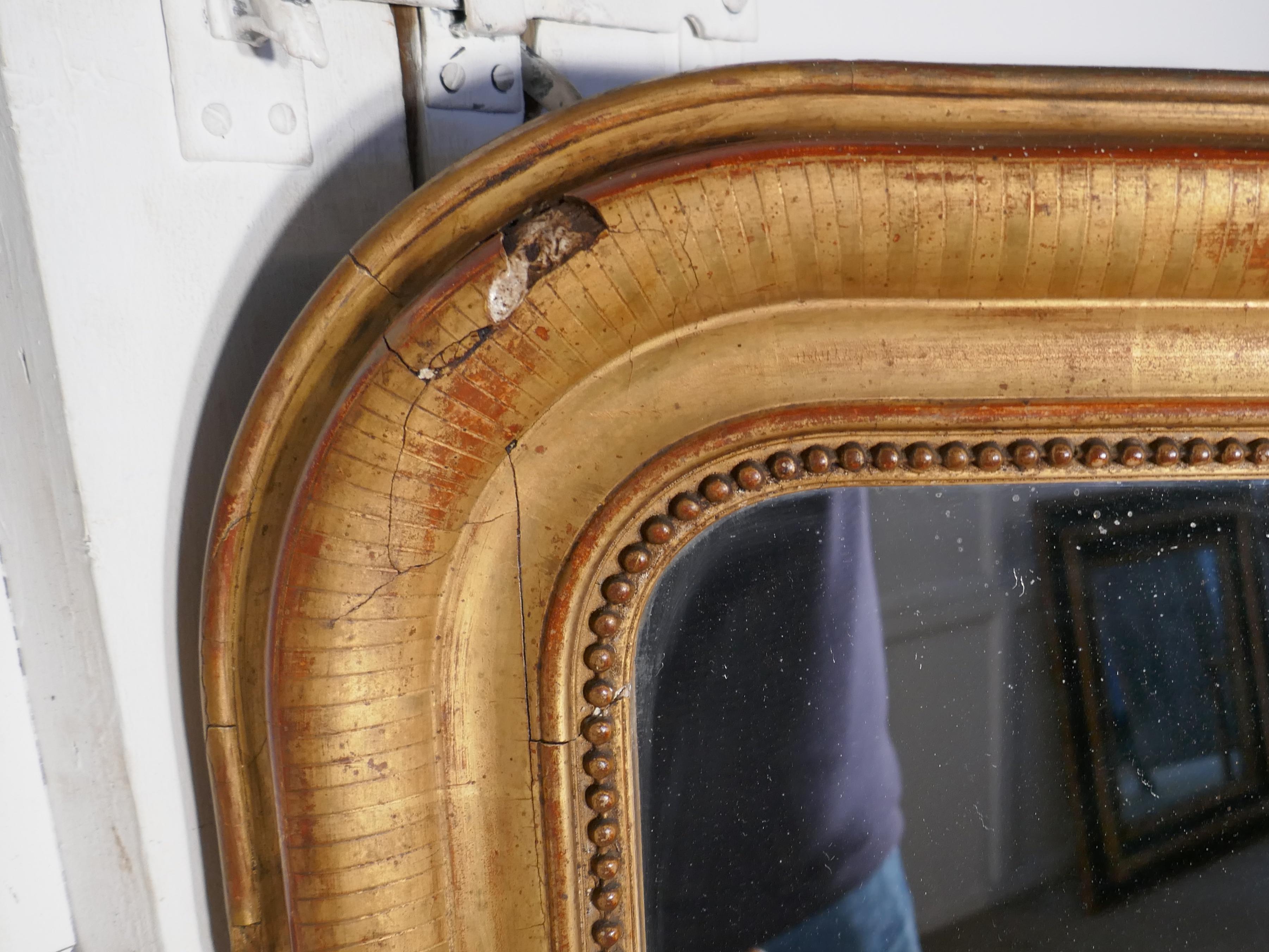 French 19th Century Shabby Gilt Louis Philippe Gold Mirror 3