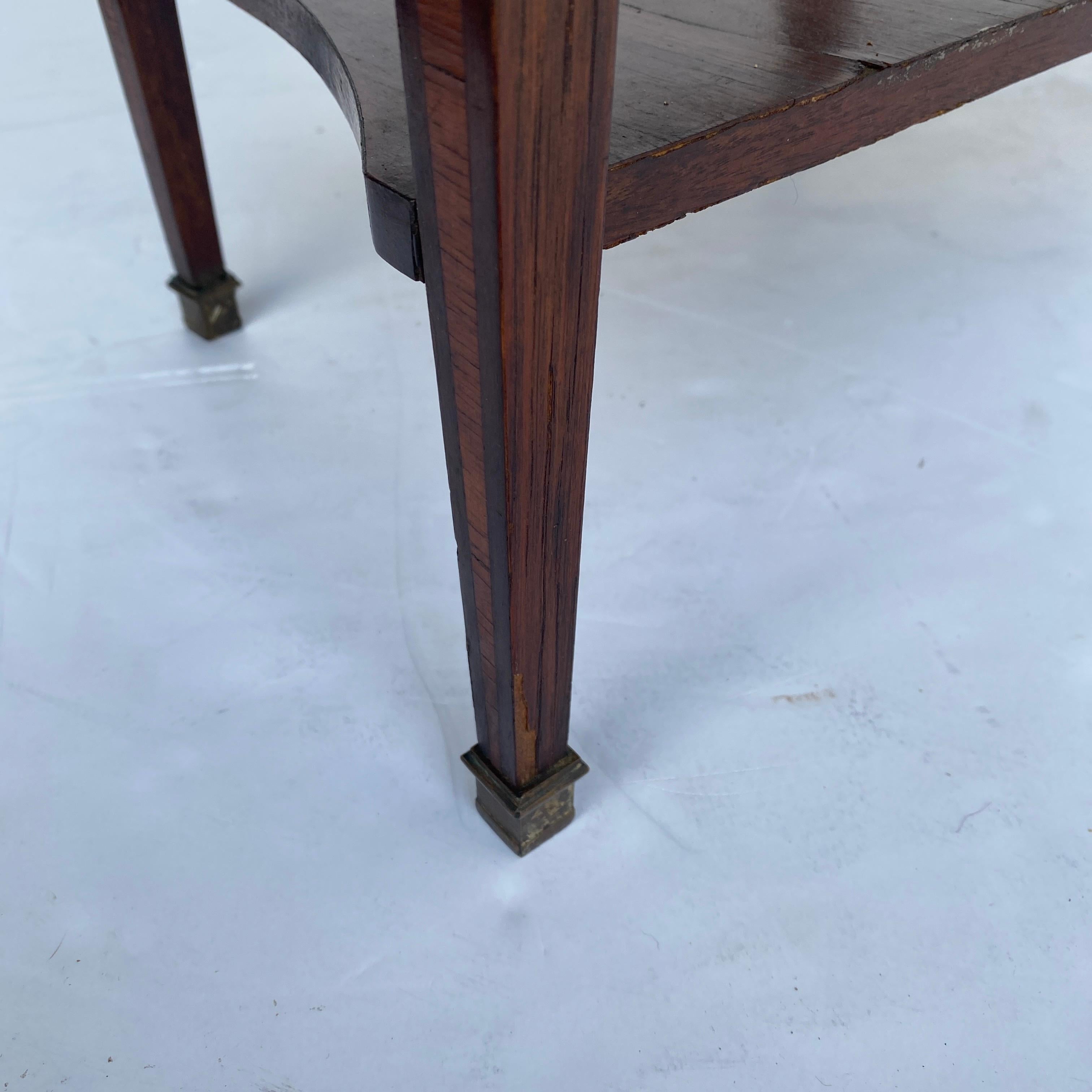 French 19th Century Side Table with Marble Top, Library Books and Brass Gallery For Sale 12