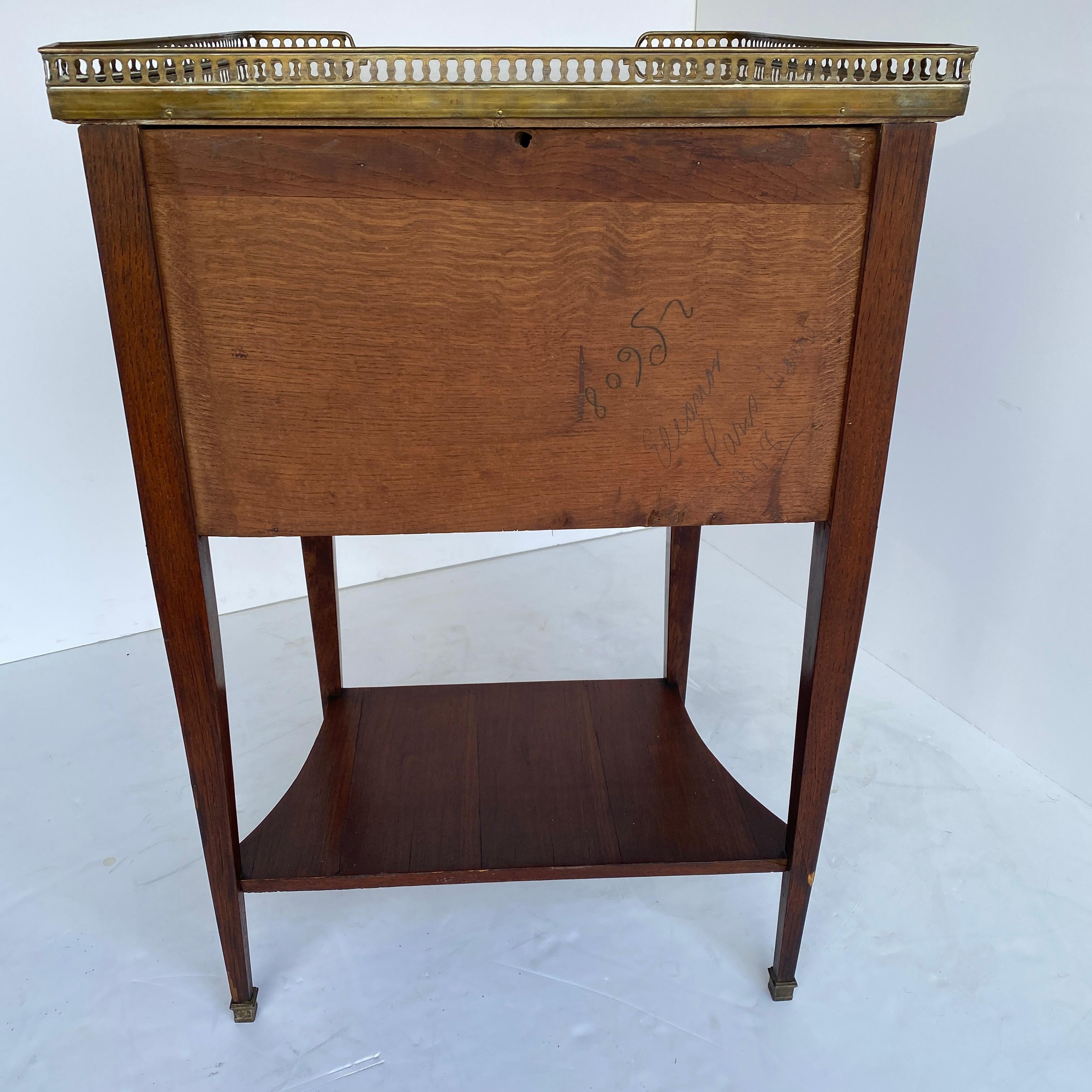 French 19th Century Side Table with Marble Top, Library Books and Brass Gallery 15