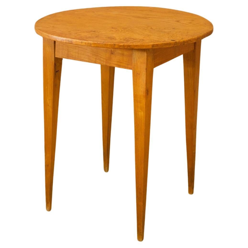 Round Bronze Side Table with Tapered Steel Legs For Sale at 1stDibs