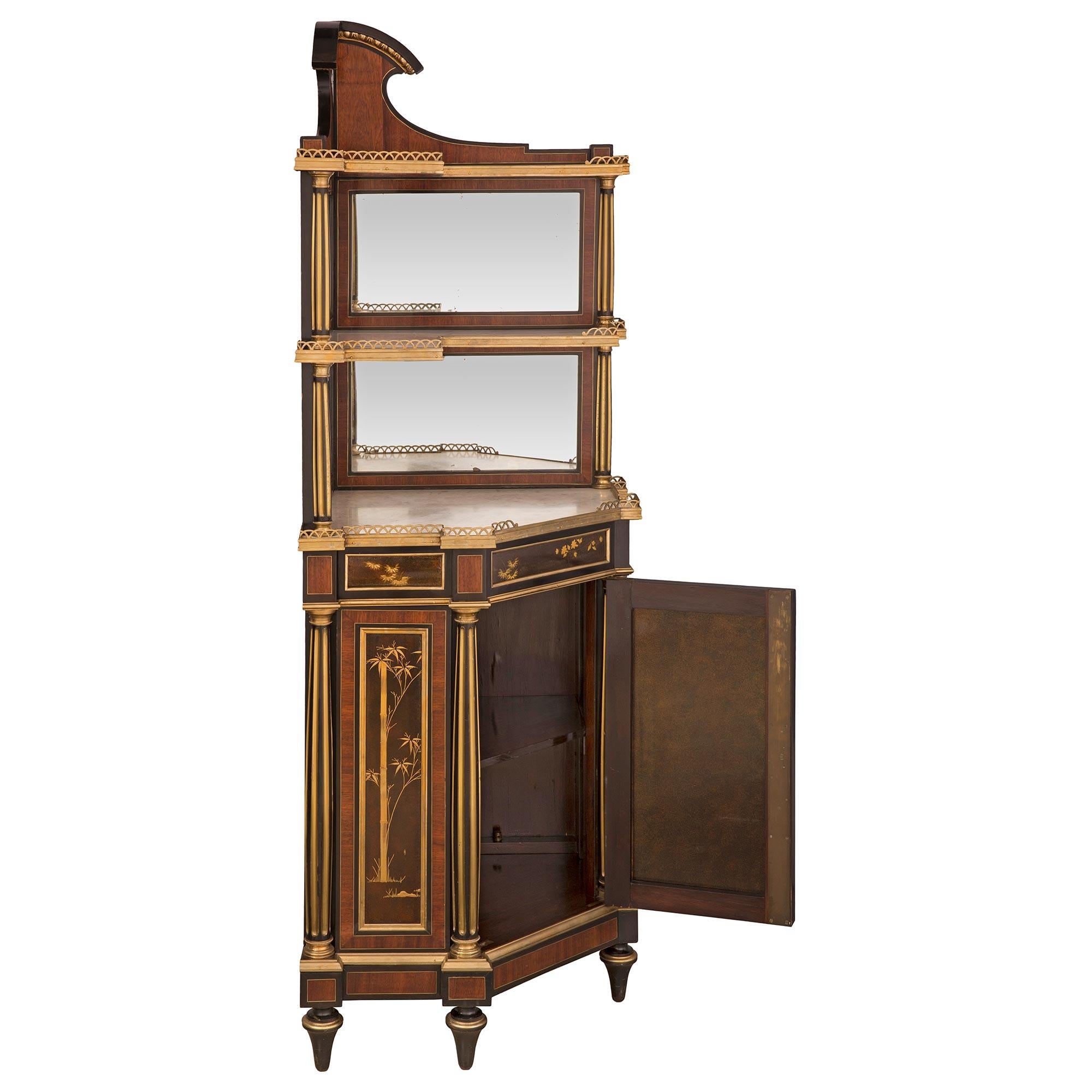 French 19th Century Signed Corner Cabinet Signed Heubès In Good Condition For Sale In West Palm Beach, FL