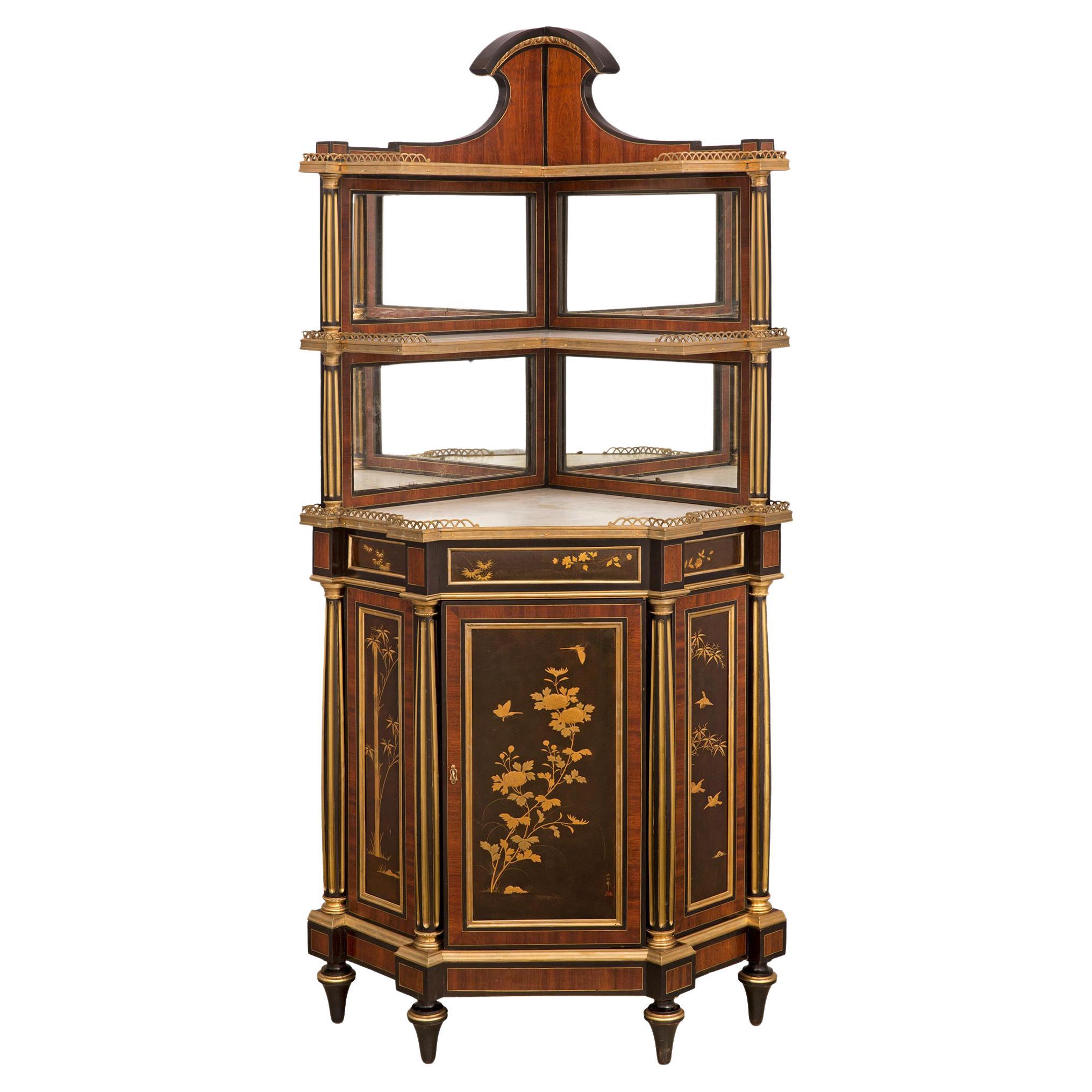 French 19th Century Signed Corner Cabinet Signed Heubès For Sale