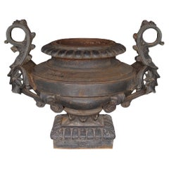 French 19th Century Signed Patinated Wrought Iron Urn