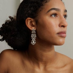 French 19th Century Silver and Clear Paste Pendeloque Chandelier Earrings