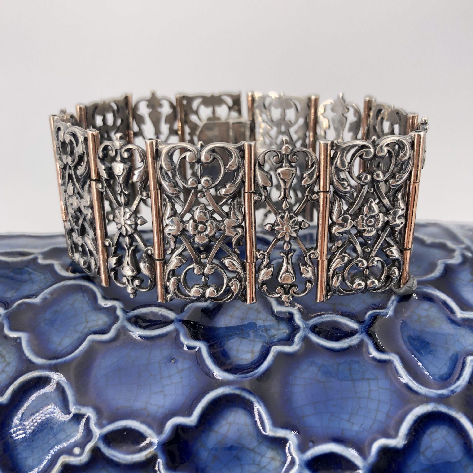 French 19th Century Silver and Vermeil Bracelet For Sale 6
