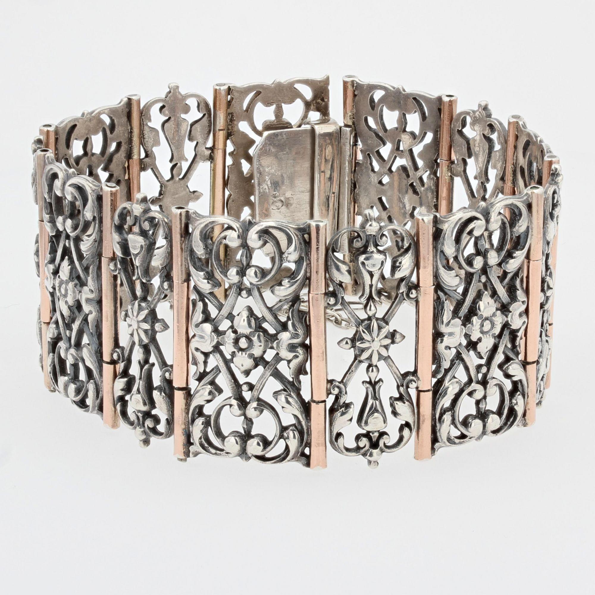 French 19th Century Silver and Vermeil Bracelet In Good Condition For Sale In Poitiers, FR