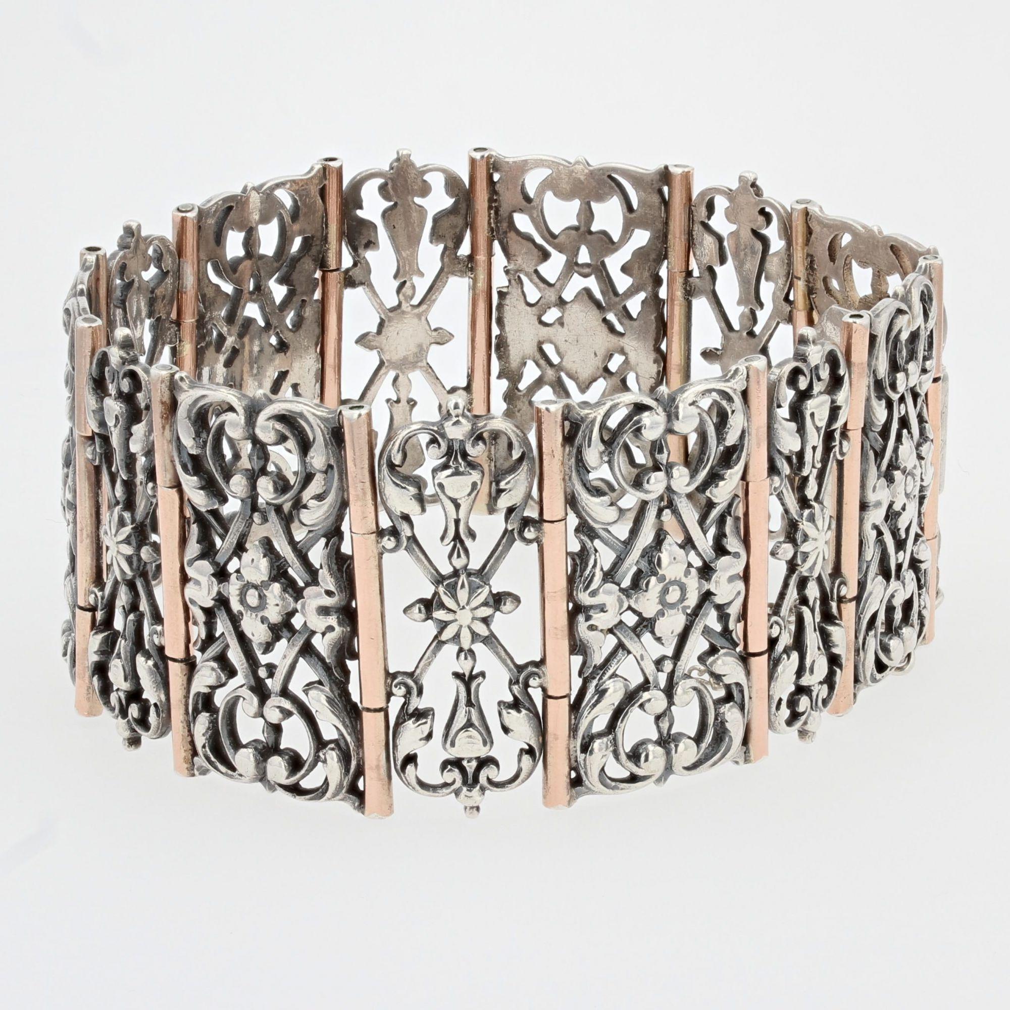 Women's French 19th Century Silver and Vermeil Bracelet For Sale