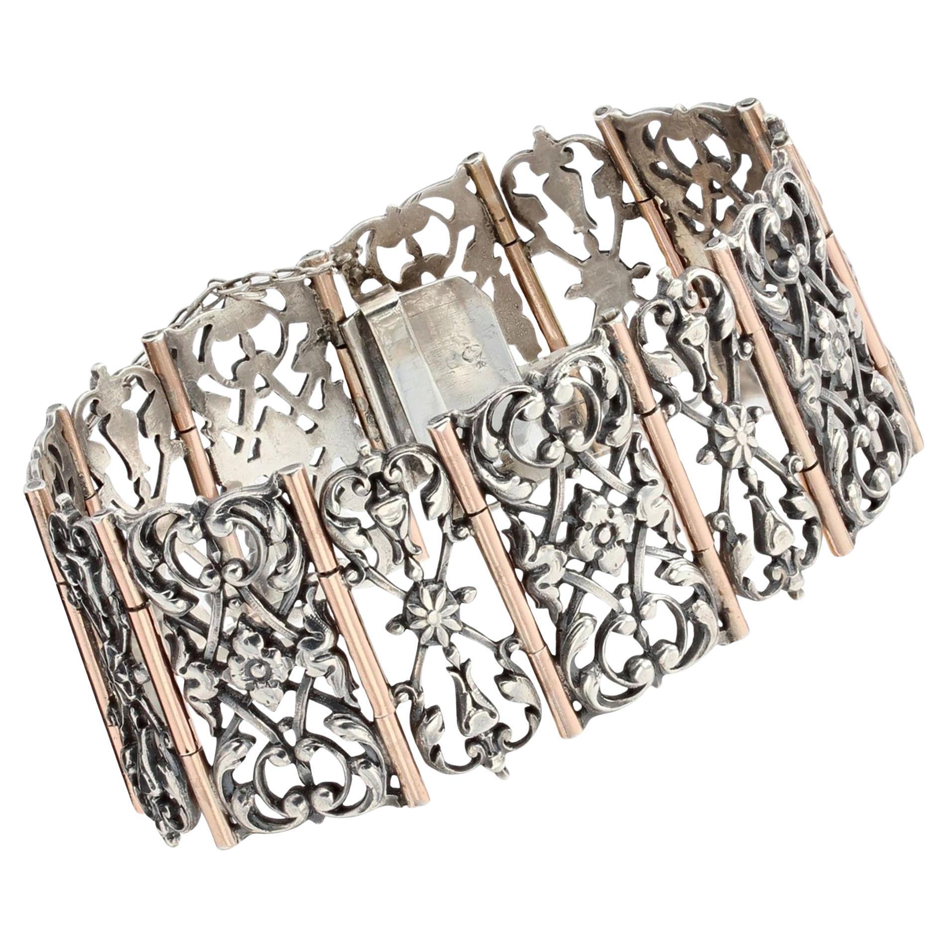 Französisches Silber- und Vermeil-Armband aus dem 19.