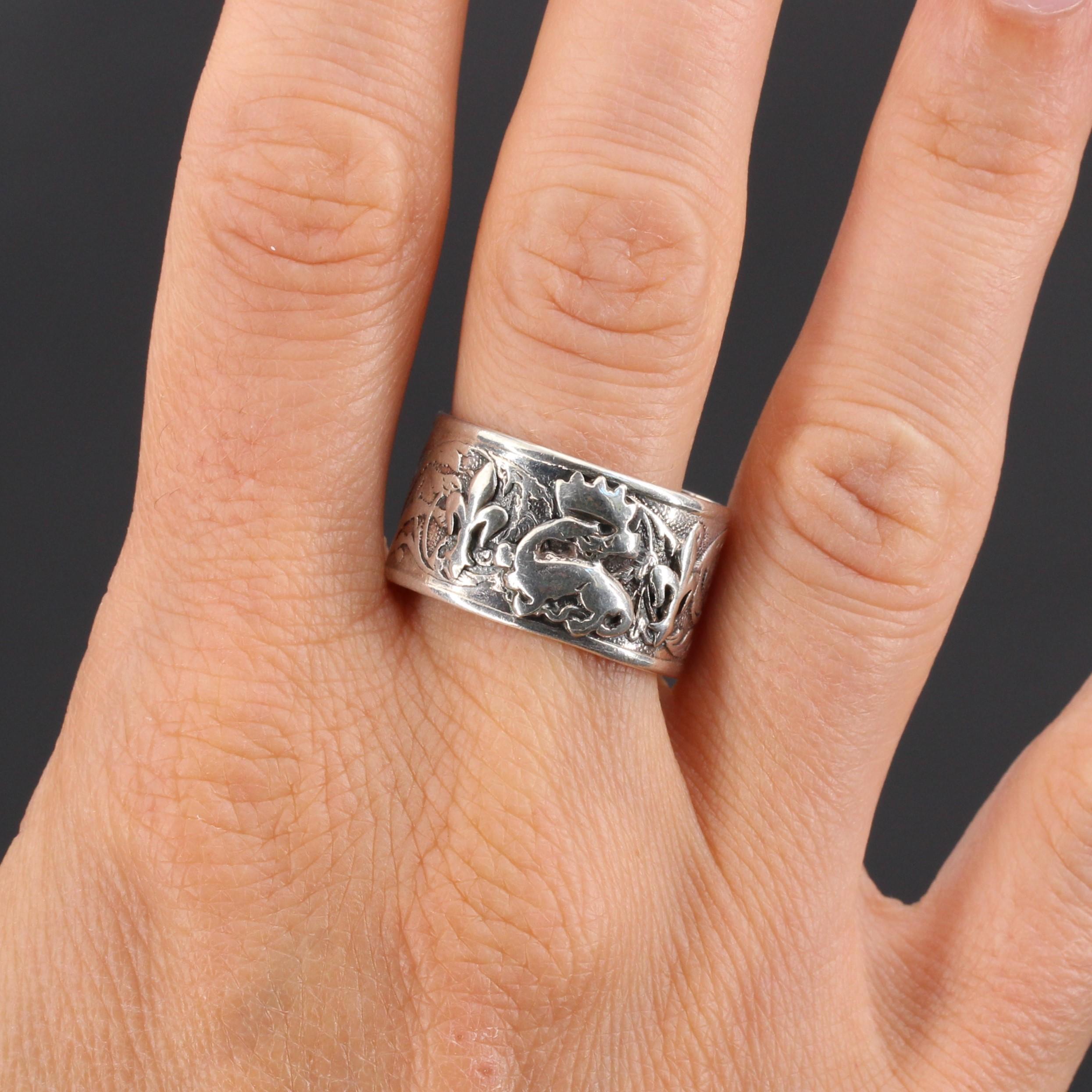 French, 19th Century Silver Band Ring In Good Condition In Poitiers, FR